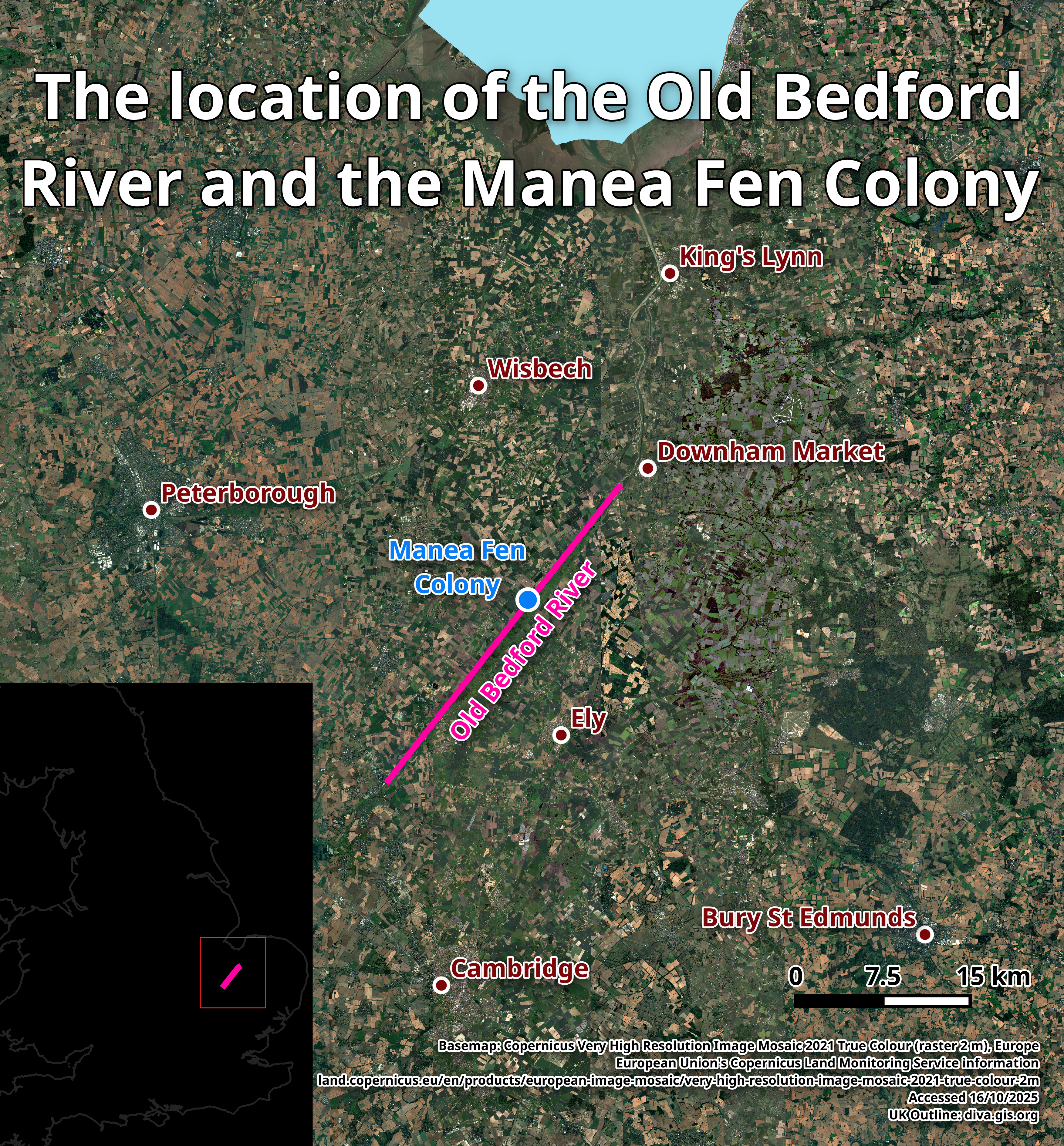 The location of the Old Bedford River
